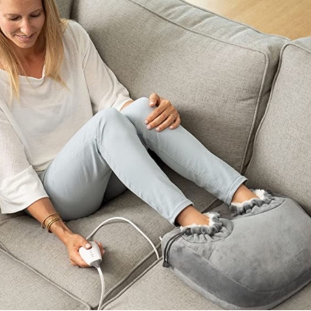 Plush Heated Foot Warmer - Gray